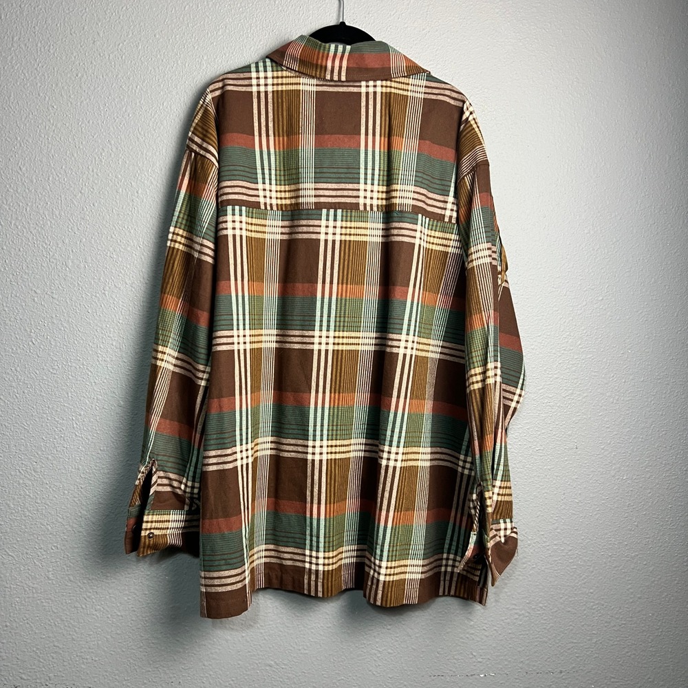 Cato Plaid‎ Western Fringe Shirt Jacket Shacket Heavyweight XL Brown Green Style - Picture 5 of 12
